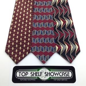 LOT 3 Men's Ties Red Assortment Geometric B. BLASS